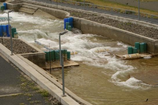 Der Wildwasserkanal wird geflutet